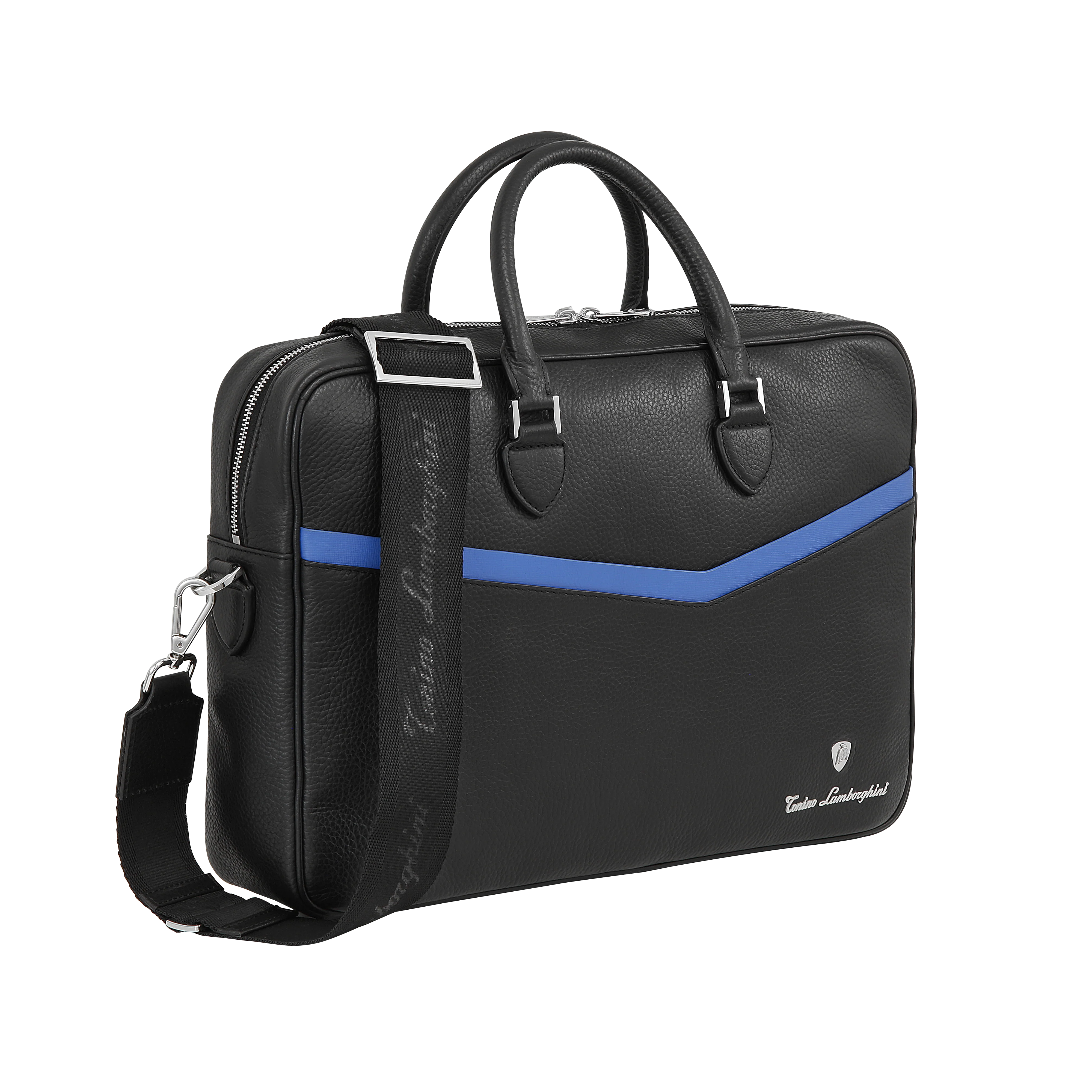 Double Handle Briefcase one compartment Velocità Black / Blue - Image 3
